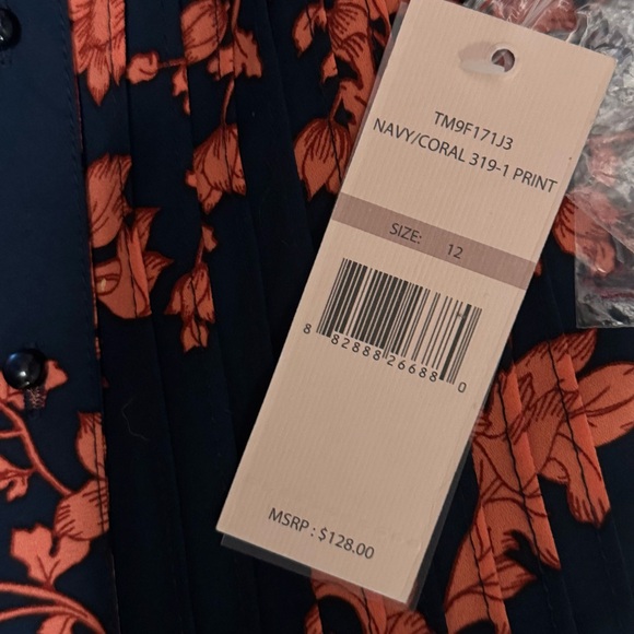 Nanette Lepore Navy and Coral Floral Dress NWT - Picture 4 of 8